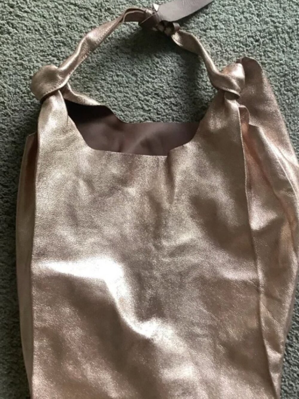 Anthropologie Rose Gold Leather Tote